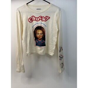 BRIDE OF CHUCKY Official Women's Horror Movie Baby Doll Crop Top T-Shirt Small